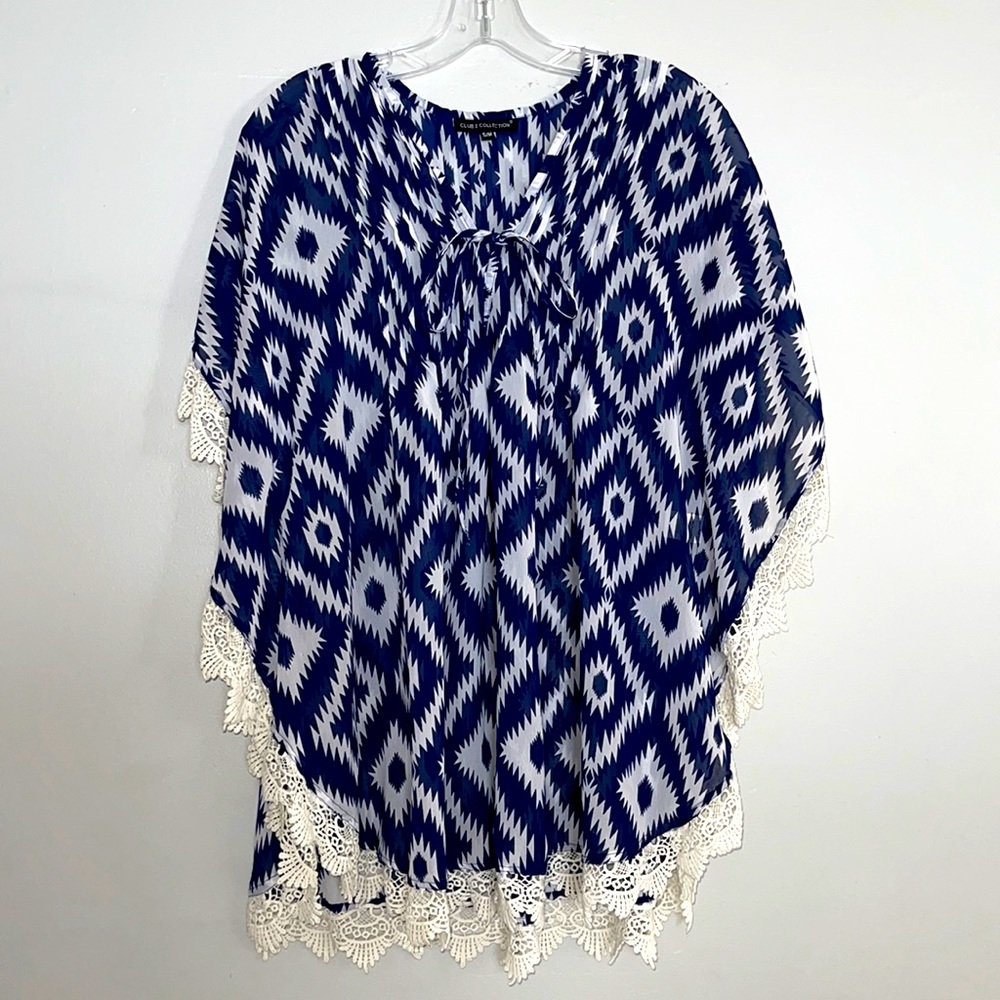 Beach Pullover Navy/White Club Z Collection S/M